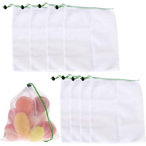 JEYORZY 8 Stück Obst Schutzbeutel,Obst GemüSe Netztasche, Wiederverwendbar Netzbeutel mit Kordelzug,Obstnetz für Lebensmittel,Gemüse,Obst,Haushalt,Spielzeug,Kleinteile