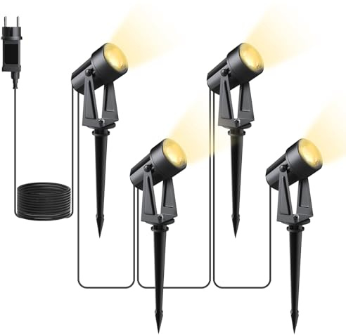 Svater Gartenstrahler LED Außen Wasserdicht IP65, 3000K Warmweiß 27V Gartenbeleuchtung, 4er Set 600lm COB Erdspieß Gartenleuchten mit Strom für Bäume Hof Terrasse
