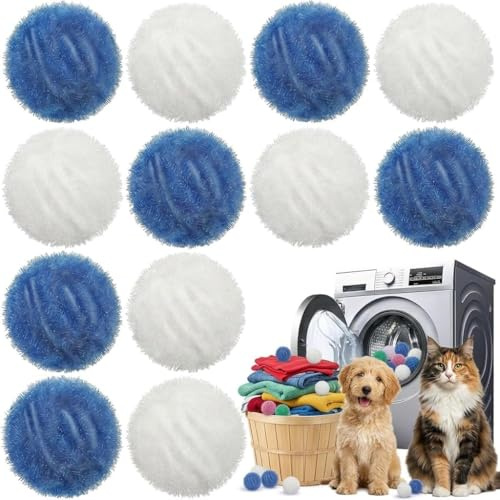 GenNext Pet Hair Remover Washing Machine, Dog Hair Remover, 12 Pack | Laundry Lint Trap Reusable Cleaning Balls for Clothing Bedding and Blankets
