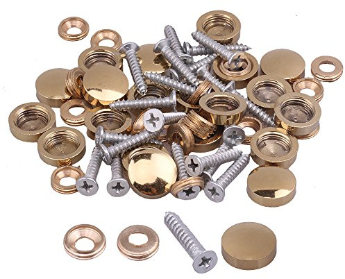 20pcs Fitting Parts Metal Gold Screw Cap Mirror Nails Decoration Lid (14mm)