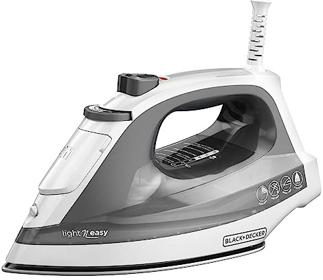 BLACK+DECKER Light ‘N Easy Compact Steam Iron, IR1020S, Stainless Steel Soleplate, Spray Mist, Anti-Drip, Auto Shutoff
