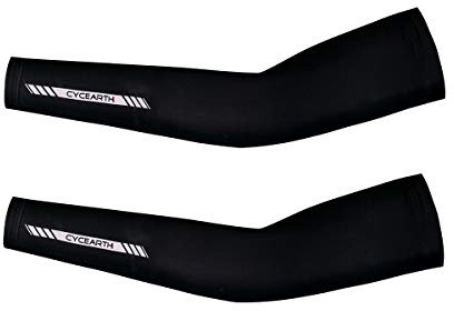 CYCEARTH Calentadores de brazos de ciclismo unisex de verano, mangas de protección UV, fundas transpirables para brazos de bicicleta (negro, mediano)