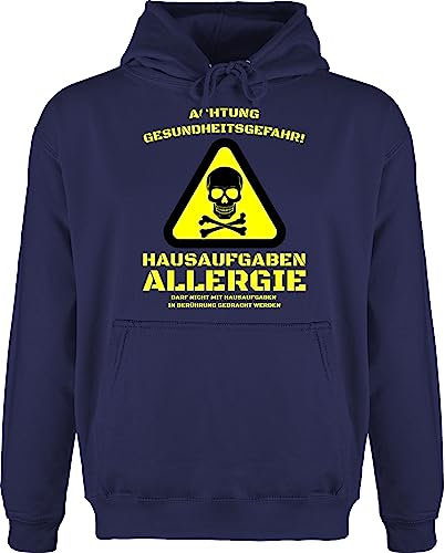 Hoodie Herren Pullover Männer - Sprüche Statement - Hausaufgaben Allergie - L - Navy Blau - coole schul hoodys mit aufschrift homework fun-kapuzenpullover sind gift statements spruch schule pullis