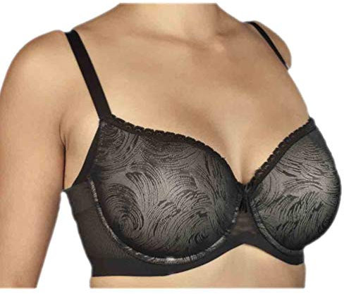 Selene, Reggiseno Donna Modellante, Fascia Alta Incrociata, con Ferretto e Coppe Imbottite Decorate, Collezione Violeta, Colore Nero, Taglia 7D