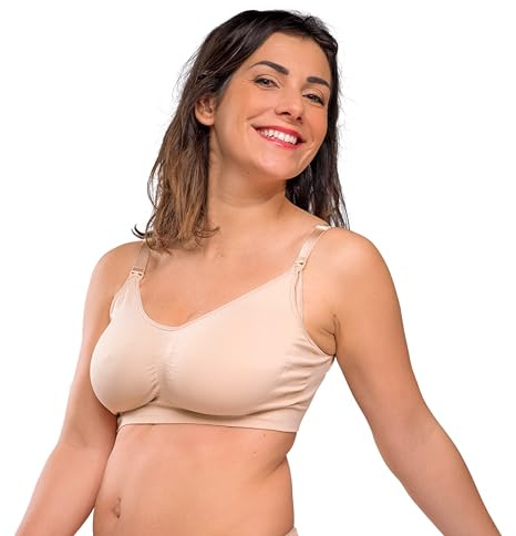 Carriwell Sujetador Original de Lactancia y Embarazo sin Costuras | Acolchado sin Aros | Sujeción y Ajuste Óptimos, Transpirable y Suave | con Alargador de Sujetador | Tallas S-XL