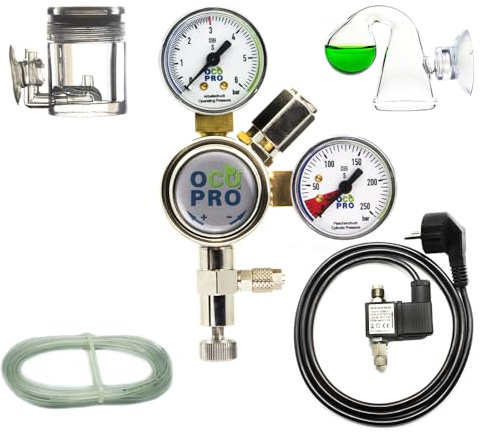 CO2-Anlage Aquarium OHNE Flasche OCOPRO DLX-350 Plus mit Nachtabschaltung und Dauertest/Langzeittest
