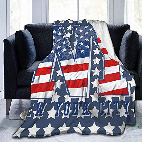 YuLiZP Decke Wohn Kuscheldecken Usa Patriotische Flagge New York Stars Streifen Flanell Fleece Decke Super Soft Warm Gemütliche Decke Sofa Leichte Ganzjahres Für Home Office Travel Couch-60X50 Inch