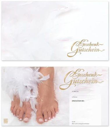 GESCHENKGUTSCHEINcom by POS-HAUER. 100 Gutscheine, blanko zum selber Ausfüllen. Für Fußpflege Podologie. Fußpflegegutschein.