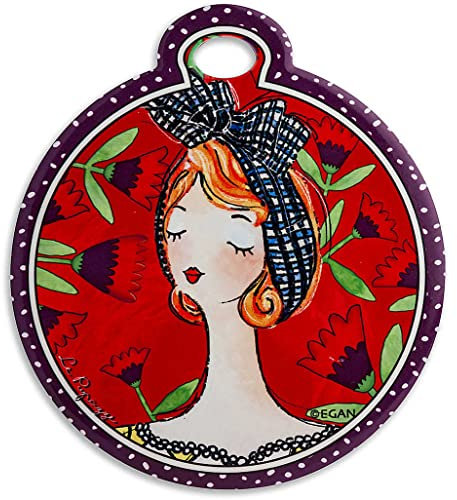 Egan Sottopentola Collezione Le pupazze. Oggetto Realizzato in Ceramica Smaltata di Colore Rosso. Dimensione: 16x18 cm. La referenza è PU25T/S