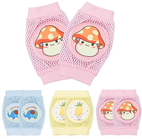 Pinsheng Baby Krabbeln Knieschoner, 3 Paar Atmungsaktiv Anti-Rutsch Elastische Baby Knieschützer Unisex Baby Kleinkinder Knieschützer für 0-24 Monate Jungen und Mädchen