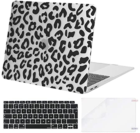 MOSISO Kompatibel mit MacBook Air M1 Hülle 13 Zoll 2021 2020-2018 | Plastik Leopardenkorn Hartschale Hülle&Tastaturschutz&Displayschutzfolie A2337 A2179 A1932, Transparent