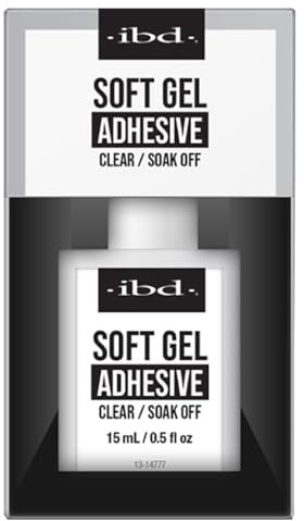 IBD Adesivo per gel morbido, 15 ml - MADE IN USA - Adesivo per unghie forte e flessibile per tips in gel morbido - Polimerizzazione UV/LED