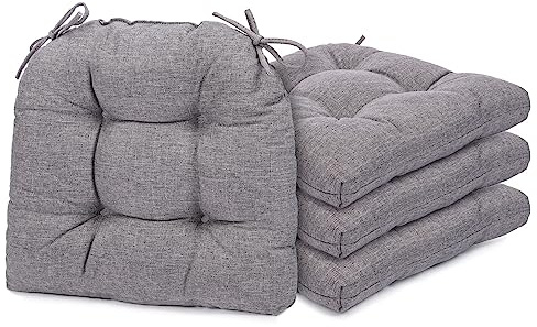 Kyaringtso Chair Cushions for Dining Chairs, 4 Pack Soft and Comfortable Chair Cushions Pads with Ties, Seat Cushions for Kitchen Chairs，Dining Room (4 Pack 17x16, Light Gray)