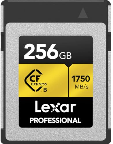Lexar Professionelle CFexpress Typ B Speicherkarte 256 GB, Gold-Serie, bis zu 1750 MB/s lesen, Rohe 8K-Videoaufnahme, unterstützt PCIe 3.0 und NVMe (LCXEXPR256G-RNENG)