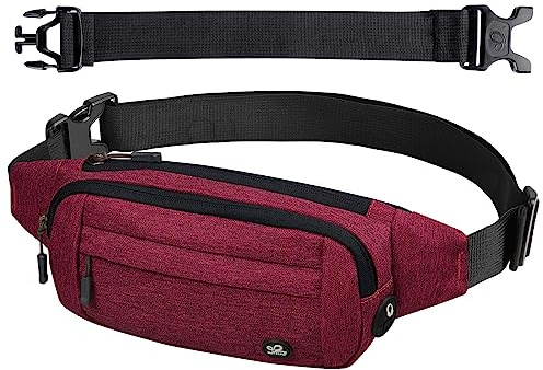 Waterfly Bumbags Waist Fanny Pack Ladies Fashion Bum Bag with Adjustable Belt for Sport Running Hiking Jogging Girls Women Men (Dark Red)