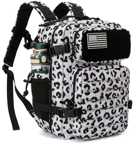 QT&QY Mochila táctica militar de 25L para hombres, con corte láser Molle, mochila de supervivencia pequeña, bolsa de gimnasio, mochila con soporte para dos tazas y para uso diario