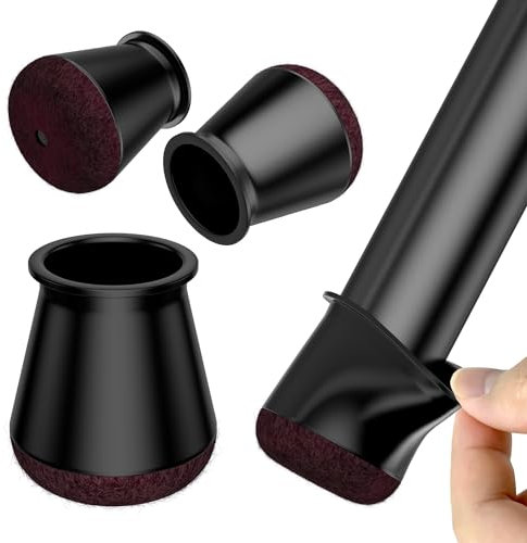 Septeamay 32 Stück Klein Stuhlbeinkappen, Filzgleiter für Stühle, Schwarz Stuhlbeinschoner mit Filz, Stuhlbeinkappen Rund, Silikon Schutzkappen für Stuhlbeine,Stumm Verschleißfeste Filzgleiter 14–18mm