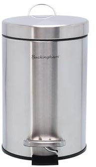 Buckingham Pedal Bin for Bathroom Kitchen Office Premium Stainless Steel Brushed Finish Waste Trash Bin with Removable Inner Bucket Soft Closing Mechanism (3 Litre)