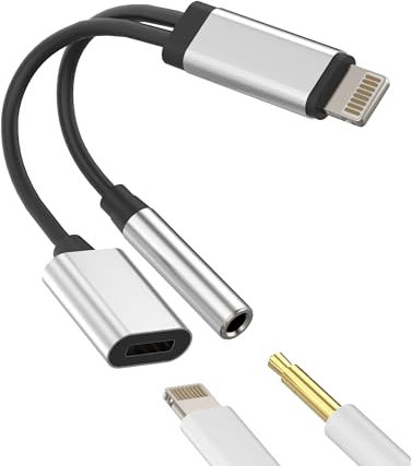 Adaptateur Casque pour Iphone(2en1)Lightning vers Jack 3.5 mm Auxiliaire Audio Certifié MFI pour Apple Prise Cable Chargeur Voiture Accessoire écouteur Rallonge Splitter 14 13 12 11 Pro Max pour IPad
