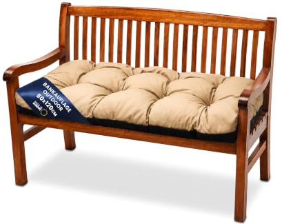 Amazinggirl Bankauflage Outdoor Sitzkissen 120x50 cm für Gartenbank Hollywoodschaukel & Sitzbank - Sitzpolster Bank Polster für Gartenmöbel Sitzauflage Bankkissen Indoor Outdoor Beige