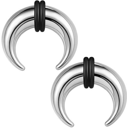ZS Pincher Tapers - Piercing para septum, 2 unidades, 2G, 4G, 6G, 8G, 10G, 14G, 16G, Buffalo, Horseshoe Stretcher, para estirar la nariz perforada, 10 mm, Acero inoxidable, No es una piedra preciosa