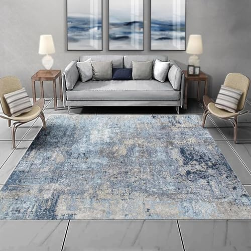 Taidianolp Teppich Teppich Läufer Flur,Blue,60 x 180 cm,Blau Grau Neutral Farbe Abstrakt Muster Modern,Kurzflor Teppiche Washchbar Küchen Wohnzimmer Schlafzimmer,