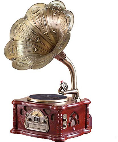 Fonction Bluetooth rétro Gramophone, Tourne-Disque Vintage en Vinyle avec Caisson Basses intégré, Tourne-Disque avec Radio, CD, USB, MP3, 3 Vitesses