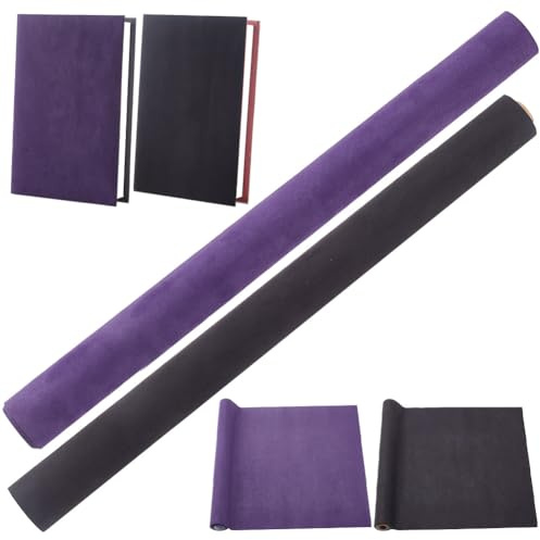 craspire 2 Rolle Buchtuch Zum Buchbinden 51 x 11,8 Zoll Wildlederstoffoberfläche Buchumschlag Mit Papierrücken Buchtuch Buchalbum Schwarz/Lila Scrapbooking Archivierung DIY Einband Schutz Buchbinden