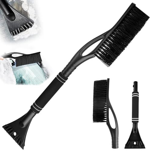 cepillo de nieve para coche,2-in-1 Rascador Hielo Coch,Cepillo para Quitar Nieve,Cepillo de Nieve Extraíble,Cepillo para Nieve y Raspador de Hielo,para Camiones,SUV,Parabrisas,Ventanas (negro)
