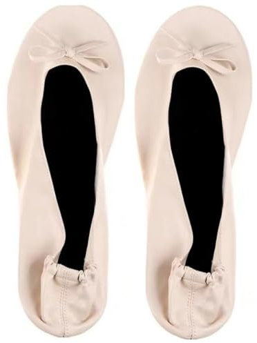 LinRim Damen Ballerina Rolle bis Faltbare Schuhe Frauen Tragbare Faltbare Ballerinas Pumps Roll Up Hausschuhe Faltbare Damenschuhe/Ballerinas in verschiedenen Farben Ballerina Slipper mit Schleife
