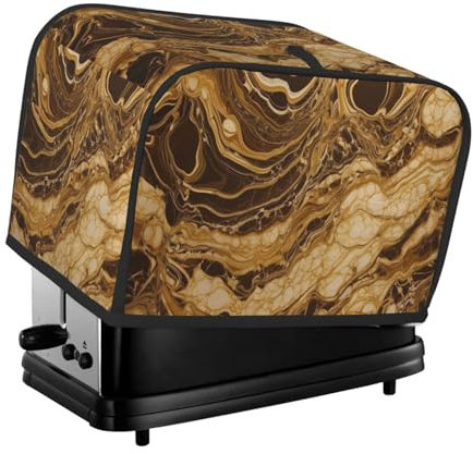 Goldene Marmor-Toaster-Abdeckung, 2 Scheiben, für kleine Geräte, mit Taschen, Toaster-Staubschutz mit Griff oben, waschbar, Universal-Brotbackmaschinen-Abdeckung für Küche