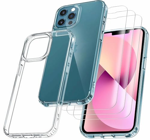 RKINC Case for iPhone 13 Pro Max 6.7-Inch Case, Compatible with MagSafe, Shockproof Military-Grade Protection, Not-Yellowing with 3 Screen Protectors Slim Phone Case, Clear
