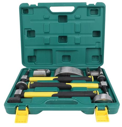 VOBOR 7-teiliges Karosserie-Reparatur-Set, Hammer, Ausbeulwerkzeug, Karbonstahl, Robust, Karosserie-Hammer und Dolly-Set, Ausbeul-Reparatur-Werkzeuge mit Box für PKW und LKW
