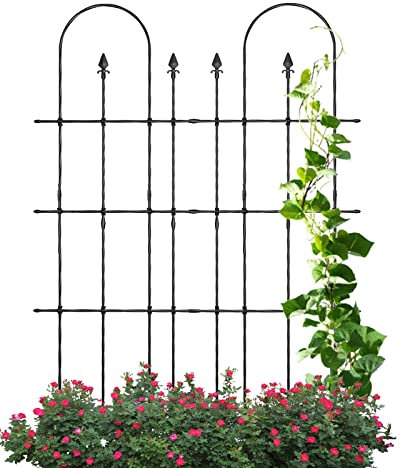 Rankgitter aus Metall, für Kletterpflanzen, abnehmbares Gitter-Zaun-Panel, Pflanzenunterstützung für Rose, Gemüse, Blumen, Hinterhof, Dekoration, 177,8 cm Höhe, einfache Montage