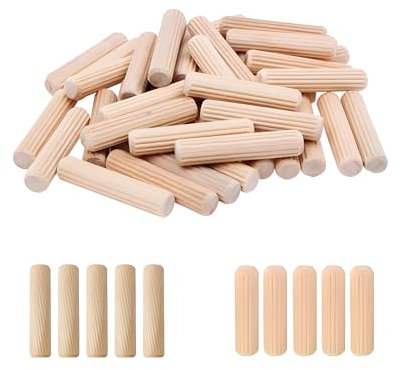300 Pcs Wooden Dowels, 8x30mm Wood Pins Plugs, Hardwood Twill Fluted Dowel Rods for Woodworking, Furniture, Carpentry, and DIY Crafts