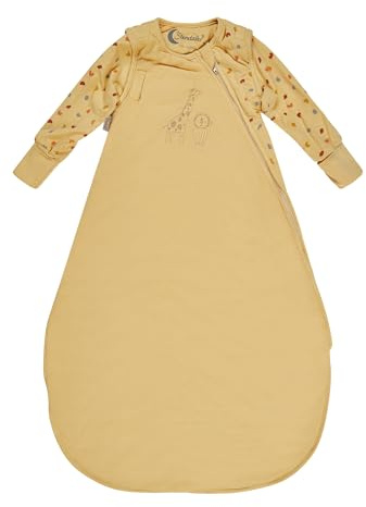 Sterntaler Schlafsack mit Armen 80cm Giraffe & Löwe – Jersey, leicht wattiert – Abnehmbare Ärmel mit Klettverschluss, Stulpen - 1,00 TOG – 2-Wege-Reißverschluss & Kabelöffnung – Baby Schlafsack