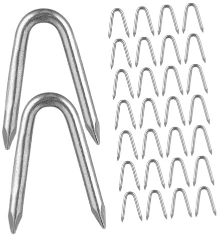 Alipis Lot De 140 Clous De Jardinage En U Agrafes Vis De Fixation Pour Filet De Clôture Clous Pour Clôture Métallique Quincaillerie De Clôture Pinces Pour Fil De Clôture Fer
