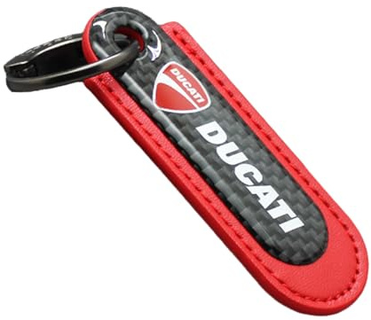 Motorcykel nyckelring för Ducati 796 400 795 821 Monster 696 entusiaster nyckelring i kolfiber PU-läder snygg och hållbar present, röd stil-A