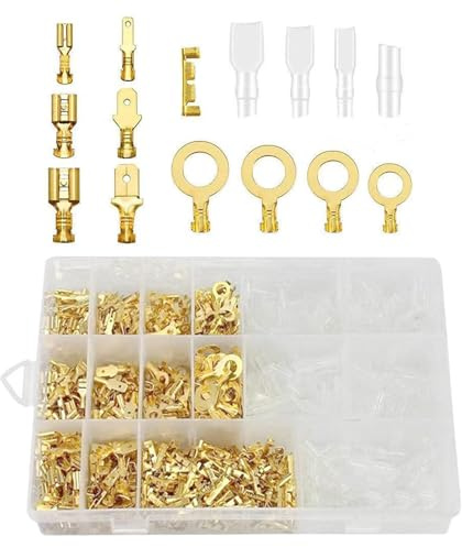 1000 Stück Kabelschuhe Set, 2,8mm/4,8mm/6,3mm Flachsteckhülsen Set, M3/M4/M5/M6 Ringkabelschuhe, Männlich & Weiblich Flachstecker Sortiment mit Isolierhülse, Kabelschuhe Kfz für Drahtverbindung