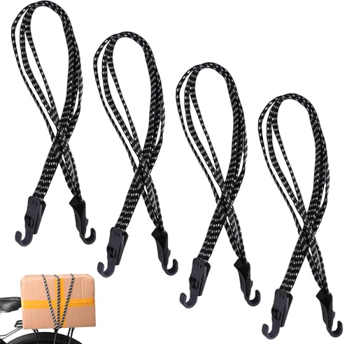 4 Pièces Sangles d'Arrimage de Vélo avec Crochets,pour Porte-Bagages,Moto | Tendeur Velo Porte Bagage,3 en 1 Sangle Bagage Moto,Tendeurs Elastique avec Crochets Robustes Sangle de Vélo,pour Camping