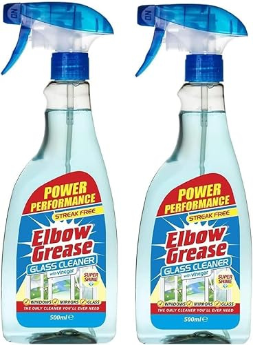 Glass Cleaner with Vinegar 500ml (Pack of 2) | Streak-Free Window & Mirror Spray | Fast Drying Formula for a Shiny, Smear-Free Finish