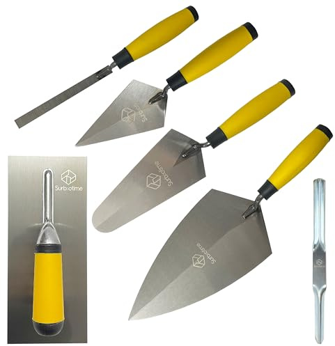 6-Piece Trowel Set - Grouting, Plastering and Cement Trowels - Durable Carbon Steel - Building Bricklaying, with Soft-Handle Handles. A Hand Tool Set Suitable for DIY Enthusiasts and Professionals