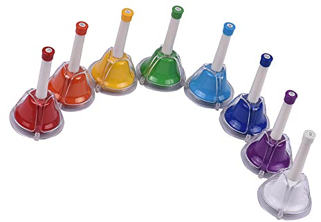 Generic Buntes 8-Noten-Diatonik-Glocken-Handglocken-Set aus Metall für den Musikalischen Lernunterricht für Kinder, Ideal für Heimunterricht und Musikunterricht, Metall-Handglocken