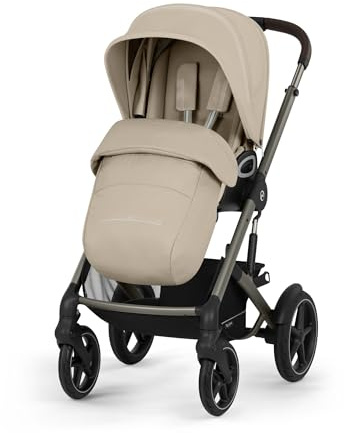 CYBEX Gold TALOS S LUX Kinderwagen, Almond Beige | Ab Geburt bis 22 kg, mit Offroad-Federung, ergonomische Liegeposition, verstärkte Sitzeinheit, Einhand-Gurtsystem