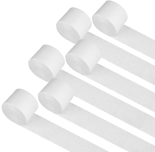6 Rotoli 4,5cm x 25m Carta Crespa Bianca, Rotoli di Carta Crespa Multiuso