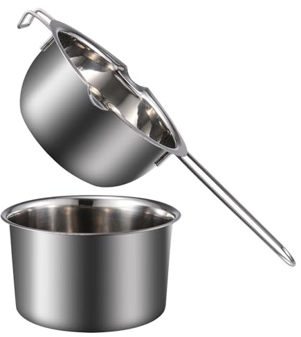 Operitacx Olla para Baño María de Acero Inoxidable 201, Cazo Doble para Derretir Chocolate y Mantequilla, Capacidad 400 Ml, Calentador de Dulces para Cocina y Repostería