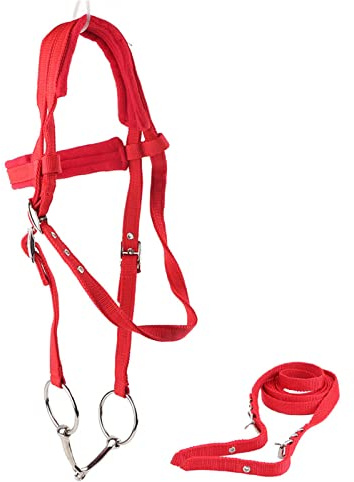Brida de Caballo Ajustable, Cabezal de Rienda con Cojín Suave, Brida de Broca Chapada con Diseño de Doble Cubierta para un Uso Cómodo
