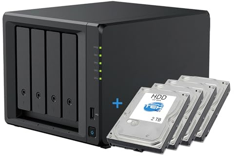 SIMPLETEK - NAS con 4 discos duros de 2TB (8TB totales) | 4GB RAM | 2.5G LAN | Puerto Ethernet RJ45 LAN