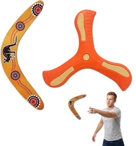 WQorphix 2 Pcs Boomerang Set, Easy-to-Throw V-Shaped & Triangle Returning Boomerang, Wooden Boomerang Set, Ideal for Backyard, Beach, Park and Family Outdoor Entertainment