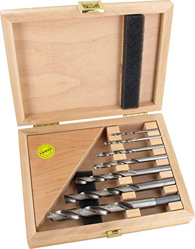 Famag 1591.507 - Set di punte elicoidali per legno, 7 pezzi, diametro 3,4,5,6,8,10,12 mm, in scatola di legno